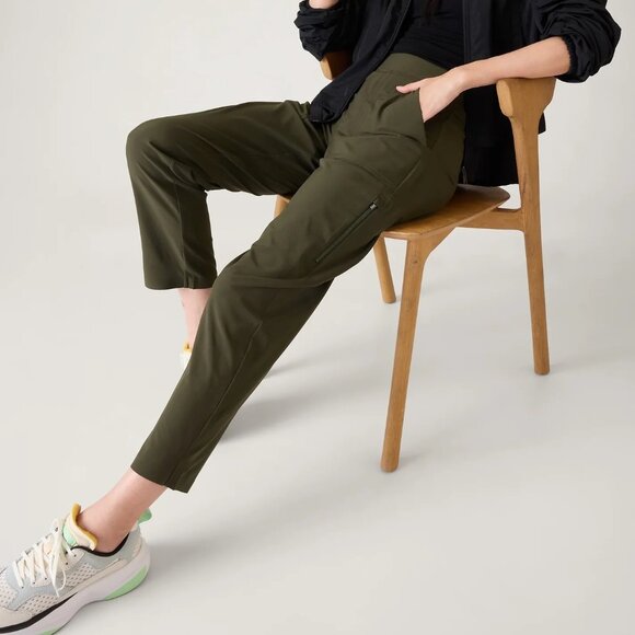 Athleta Brooklyn Mid Rise Ankle Utility Pant - Size 8 - Aspen Olive - Picture 1 of 9